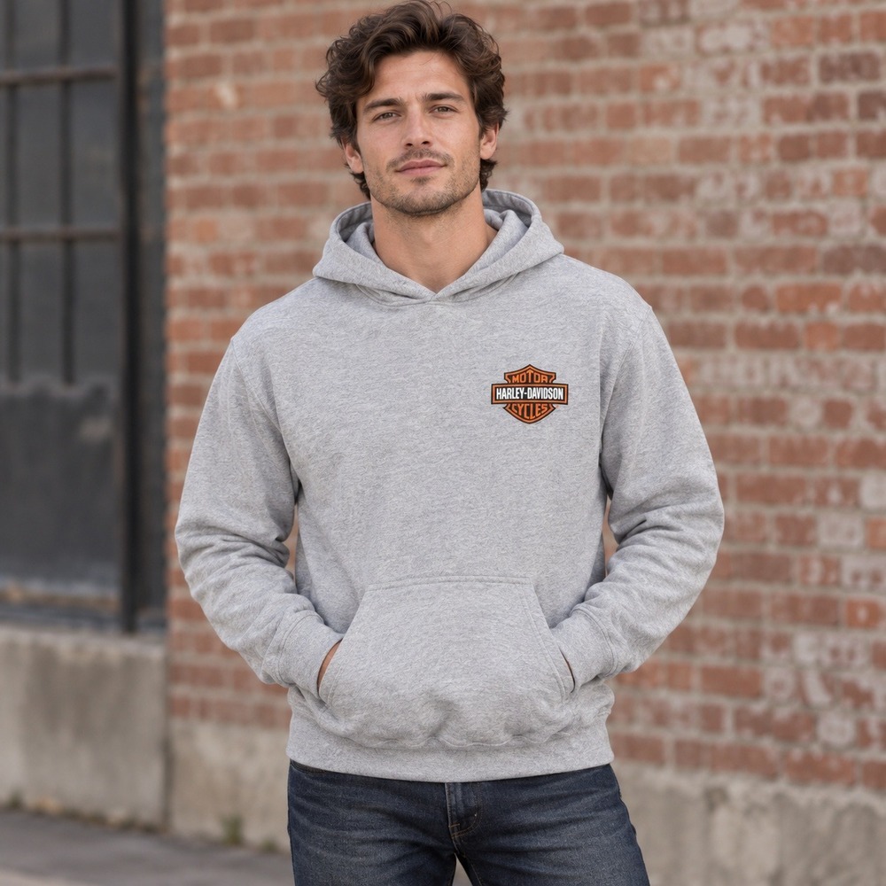 Harley-Davidson Laconia New Hampshire Graphic Hoodie Gray Mens Small
